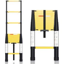 Wolketon - swanew Échelle télescopique télescopique en aluminium de 3,8 m - Escabeau extensible, Échelle de grenier Bouton de retrait on