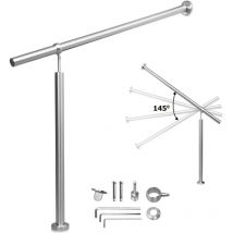 Edelstahl Handlauf Geländer Eingangsgeländer Aufmontage Wandhandlauf pflegeleicht Treppengeländer für Innen/Außen 180cm - Swanew