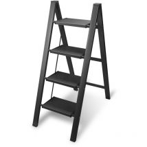 Wolketon - swanew Escabeau Pliant,Échelle en alliage d'aluminium 150kg capacité - 4 marches Noir, environ 110CM