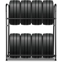 Swanew - tagère à pneus en fer Porte-pneu Support de pneus solide - Étagère du rangement des 8 pneus durable et robuste 107 x 46 x 117 cm
