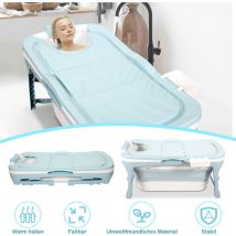 Swanew - Baignoire bébé Baignoire pliable pour adulte Mobile Baignoire portable avec couverture rouleaux plateau 118x60x50cm