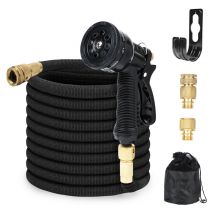 Flexibler Gartenschlauch, Flexischlauch Wasserschlauch flexibel mit 3-Fach Latexkern, Massivem Messing Steckverbinder, Flexible Schlauch mit 8