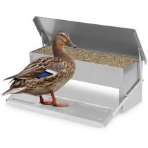 Futterautomat 5KG Futterspender Hühner mit Trittplatte und Deckel Geflügelfutterautomat Silber - Swanew