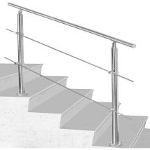 Swanew - Rampe d'escalier acier inoxydable main courante balustrade Garde-corps argenté 80 cm 2 crossbars