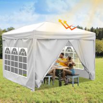 Gazebo da Giardino 3x3m, Tenda Pieghevole per Camping, Giardino, Matrimonio Protezione uv 50+ Bianco con Pareti - Swanew