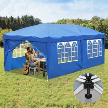 Gazebo de Jardín Carpa Plegable Protección Solar uv 50+ Carpa Plegable pop-up Con Paredes Azul 3x6m - Swanew