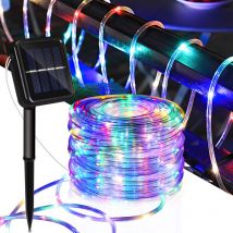 Guirlande Lumineuse Solaire Extérieur,8Modes Décoration Lumineuse Solaire Noël IP65 Imperméable Lampe Solaire Exterieur,200LED 22M,Multicolore