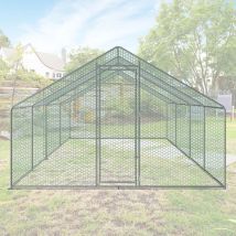 Swanew - Enclos poulailler parc grillagé acier galvanisé Cage parc enclos pour animaux 8x3 m