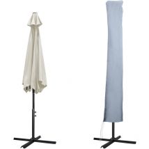 Swanew - Housse de Protection pour 1-3m Parasol Jardin Couverture 32 x 41 x 190cm avec Perche Anti-UV étanche gris