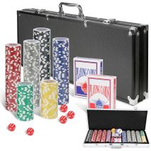 Jetons de poker Coffret de Poker en Aluminium avec 300 jetons lasers Malette de Poker Noir - Swanew