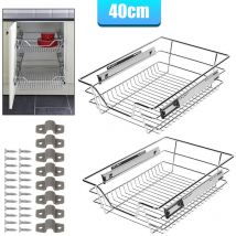 4x 40cm Küchenschublade Schubladen Drahtkorb TeleskopSchublade Ablagen Schrankauszug - Swanew