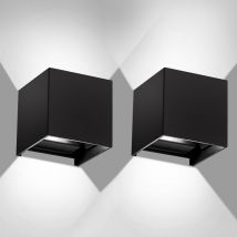SWANEW Lampada da parete a LED Lampada da parete per esterni impermeabile Lampada da parete per scale Corridoio moderno 7W Nero Bianco freddo 2X