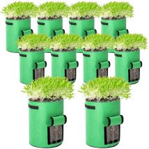 Swanew - Lot de 10 sacs à plantes accessoires pour plantes sac à plantes sac à plantes panier à plantes non tissé noir 26,5 l (7 gallons)