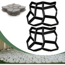 Lot de 2 Moule en béton, Moules Pierres Stepping Stone pour Jardin, 43x43x4cm, Plastique, pour aménaement - Swanew