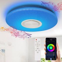 SWANEW Lustre de plafond LED 36W avec effet ciel étoilé, éclairage mural avec étoiles, musique Bluetooth