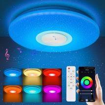 Swanew - Lustre de plafond led 36W avec effet ciel étoilé, éclairage mural pour la cuisine, gradable et musique Bluetooth