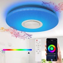 Lustre de plafond led 36W avec effet ciel étoilé, luminaire, haut-parleurs et musique Bluetooth pour la cuisine - Swanew