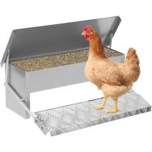 Mangeoire poules automatique – Alimentateur 5KG avec pédale, trappe et couvercle étanche, pour poules, canards et dindes 50x20x19cm - Swanew