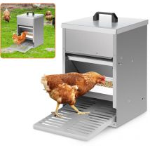 Mangeoire poules en acier galvanisé – Distributeur automatique 5KG avec pédale et protection étanche pour poules et autres volailles - Swanew