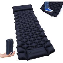 Matelas de camping autogonflant Pompe à pied Matelas de camping gonflable Matelas de couchage portable pour la randonnée,la pêche(Bleu marine)