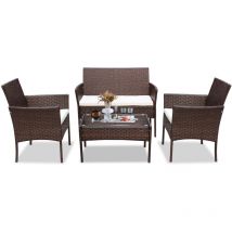 Swanew - Mobili da giardino in vetro Set di sedute per balcone Set di mobili da giardino Divano marrone
