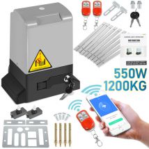 Ouvre-portail coulissant 550W, 1200kg, kit materiel deoperateur de portail pour securite avec 2 clés et télécommande, electrique portail coulissant