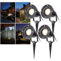 Paquete De 4 Focos Led De Jardín Con Piquete De Tierra, 6w Focos Led De Jardín Impermeables Ip65 Blanco Cálido - Swanew