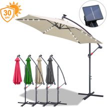 3m Parasol avec led Parasol de jardin Terrasse UV30+ Parasol de marché Beige