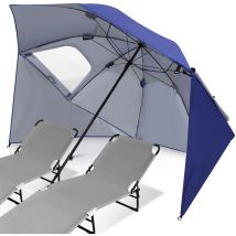 Parasol abri solaire UV50+ inclinable 210m avec housse de protection Parasol de cour bleu