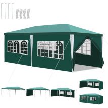 Pavillon Partyzelt mit 4 Seitenwänden Reißverschlusstür Fenster 3x6m, Grün - Swanew