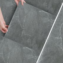 Swanew - Pavimentazione adesiva pvc Vinile 11 Pezzi 30cm x 30cm, ca. 1 m², carta da parati impermeabile in pvc autoadesiva grigio marmo