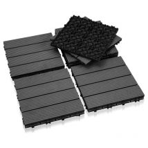 SWANEW Piastrella per terrazza Piastrelle per giardino ad incastro Rivestimento Piastrelle 30x30 in legno composito antracite 88pz