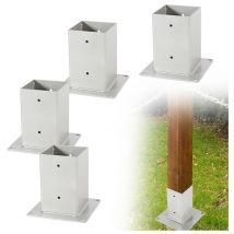 Pied de poteau carré 4x Poteaux carrés en bois Support de poteau Argent 90x90mm - Swanew
