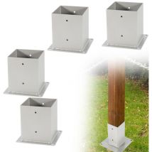 Swanew - Pied de poteau carré Acier Poteaux carrés en bois Argent 120x120mm