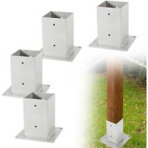 Pied de poteau carré Acier Poteaux carrés en bois Argent 90x90mm - Swanew