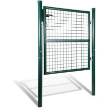 SWANEW Portail de clôture de jardin Portillon grillagé avec poteaux Acier Portail de jardin Avec serrure 125100CM Vert