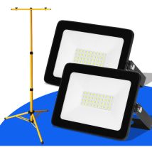 2X 30W Projecteur de chantier à led avec trépied ajustable Projecteur extérieur Projecteur à led Blanc froid - Swanew