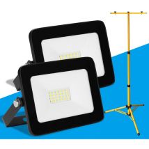 Swanew - Projecteur de chantier à led 2X 20W avec trépied ajustable Projecteur extérieur Projecteur à led blanc chaud