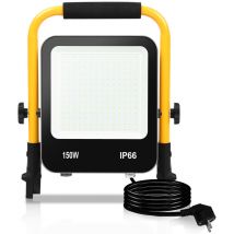 Randaco - swanew Projecteur de Chantier led 150W Projecteur led 6000Kavec trépied Lampe de Chantier Blanc Froid