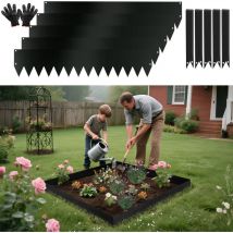Rasenkante mit Spitzen Metall 100 x 20 cm 45m Beeteinfassung Mähkante Verzinkt Wegbegrenzung Beetumrandung Palisade inkl. Handschuhe schwarz - Swanew