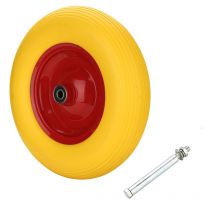 Swanew - Roue de brouette avec axe Roue de rechange ø 390mm Largeur 95mm Chariot de jardin charrette- caoutchouc plein