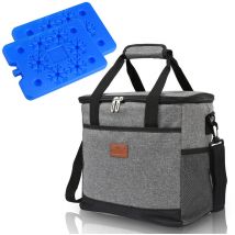 Sac isotherme 25L pliable Panier isotherme Sac isotherme Sac pique-nique Sac isotherme pour transport de nourriture, Gris - Swanew