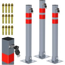 Barrière de parking 3 Set Barrière de parking Poteau Parking Barrière Avec 9 Clés Poteau Parking Barrière Verrouillable Poteau Parking Barrière