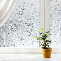 Swanew - Sichtschutzfolie 3D Fensterfolie Selbstklebend Spiegelfolie Sonnenschutzfolie Blumen 90x200cm
