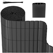 Sichtschutzmatte pvc Sichtschutzzaun grau Windschutz fur Garten Balkon und Terrasse 140x500cm Stabile W-Form - Swanew