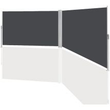 Double Store latéral Brise Vue rétractable Paravent extérieur pour Balcon terrasse et Jardin avec Gris 180x600cm - Swanew