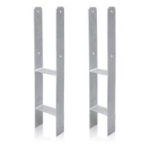 Supporto per palo h per Carport Recinzioni Supporto per palo in h Supporto da incasso 91MM 2 pezzi - Swanew