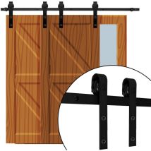 Système de porte coulissante Verre Acier Ferrure Set de montage Ferrure de porte coulissante 244cm - Swanew