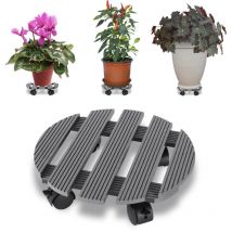 Tablette à roulettes pour plantes - 30x30x7.5 cm - Rond - Gris - Swanew