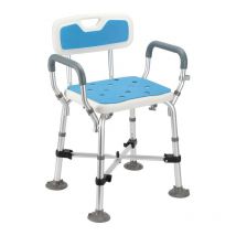 Swanew - Tabouret de douche Tabouret de bain Hauteur réglable Chaise de douche - jusqu'à 180kg Supports croisés avec bras et dossier